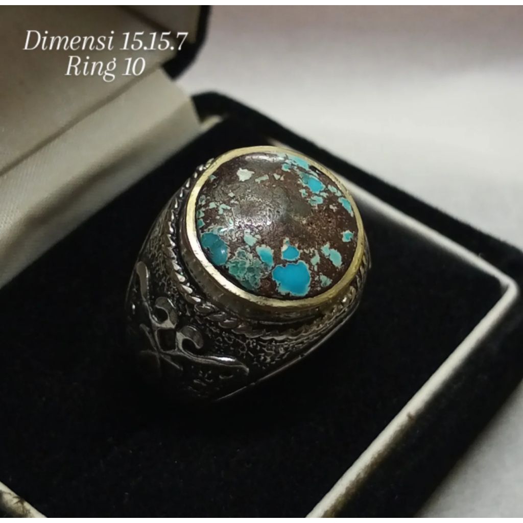 Natural Pirus Persia Biru Urat Hitam