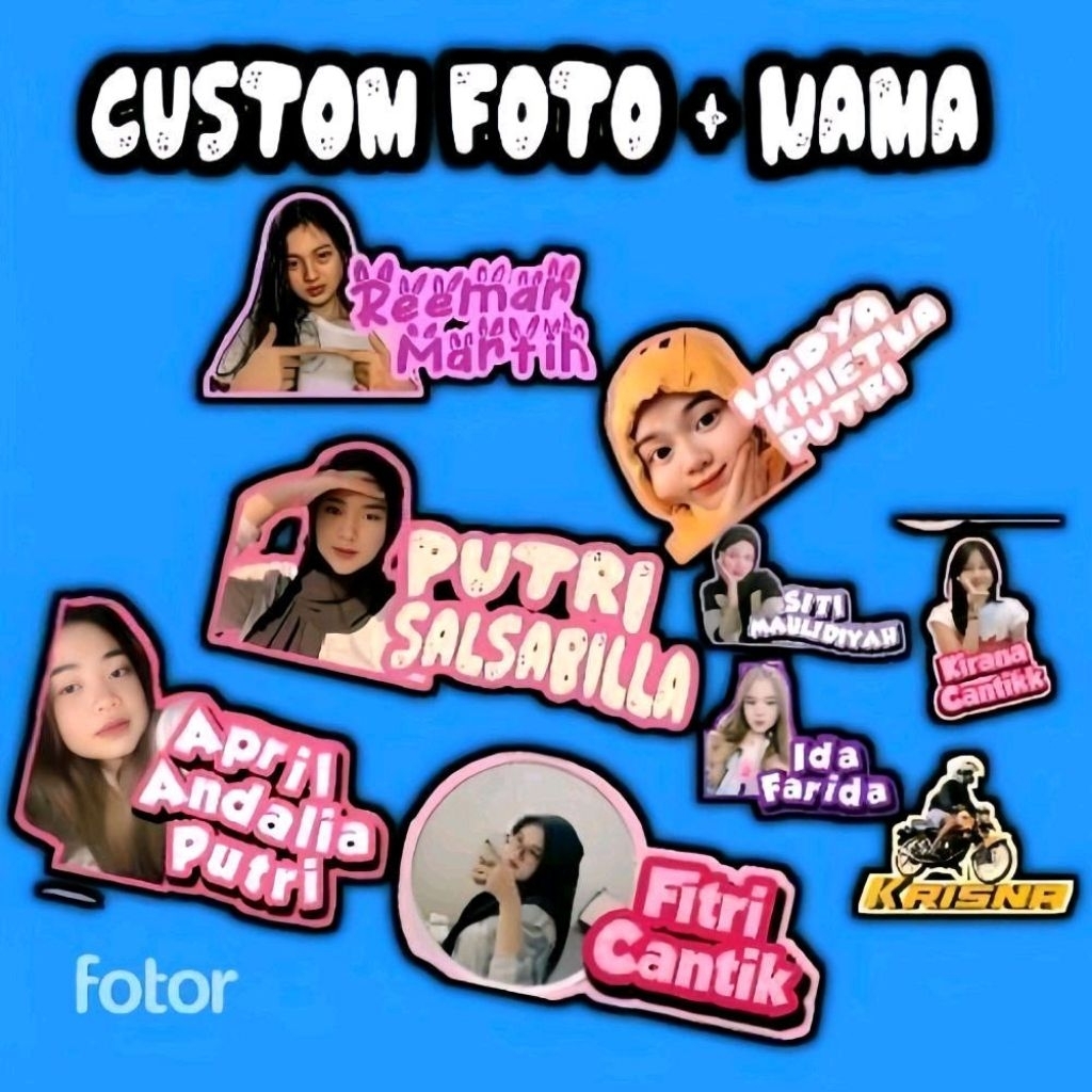 

sticker foto nama bahan hologram tahan air dan awet tidak mudah sobek ukuran 9x6