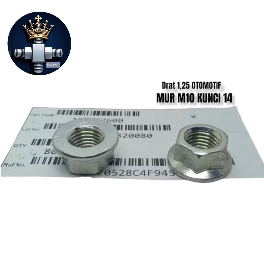 Mur Topi mur flange m10 kunci 14 original drat otomotif mur topi