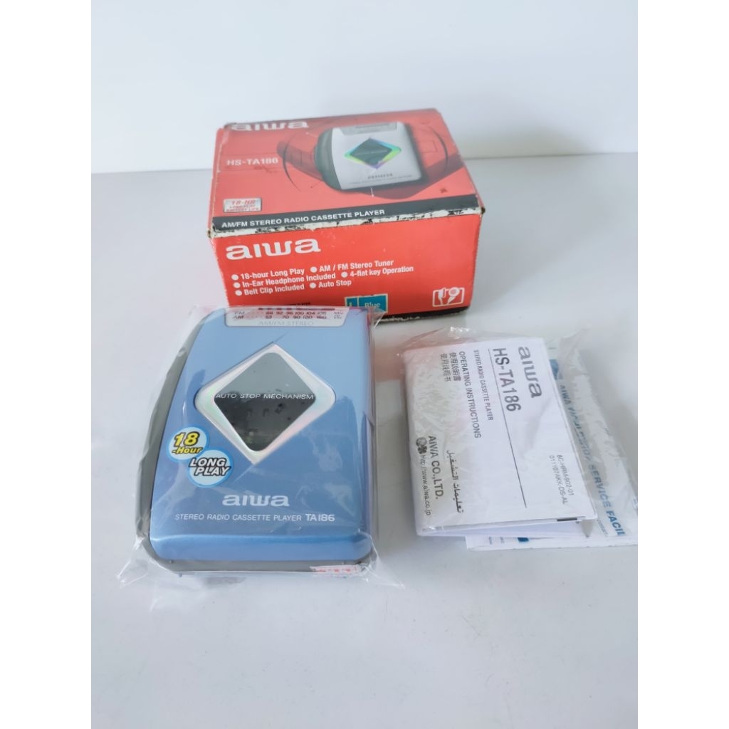 Walkman Aiwa HS-TA186 Japan vintage NOS radio AM FM stereo tuner cassette player pemutar kaset pita 