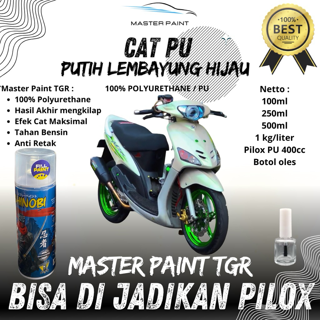( BISA DIJADIKAN PILOX ) Cat PU Putih Lembayung Hijau | Cat White Pearl Green | Putih Lembayung Gree
