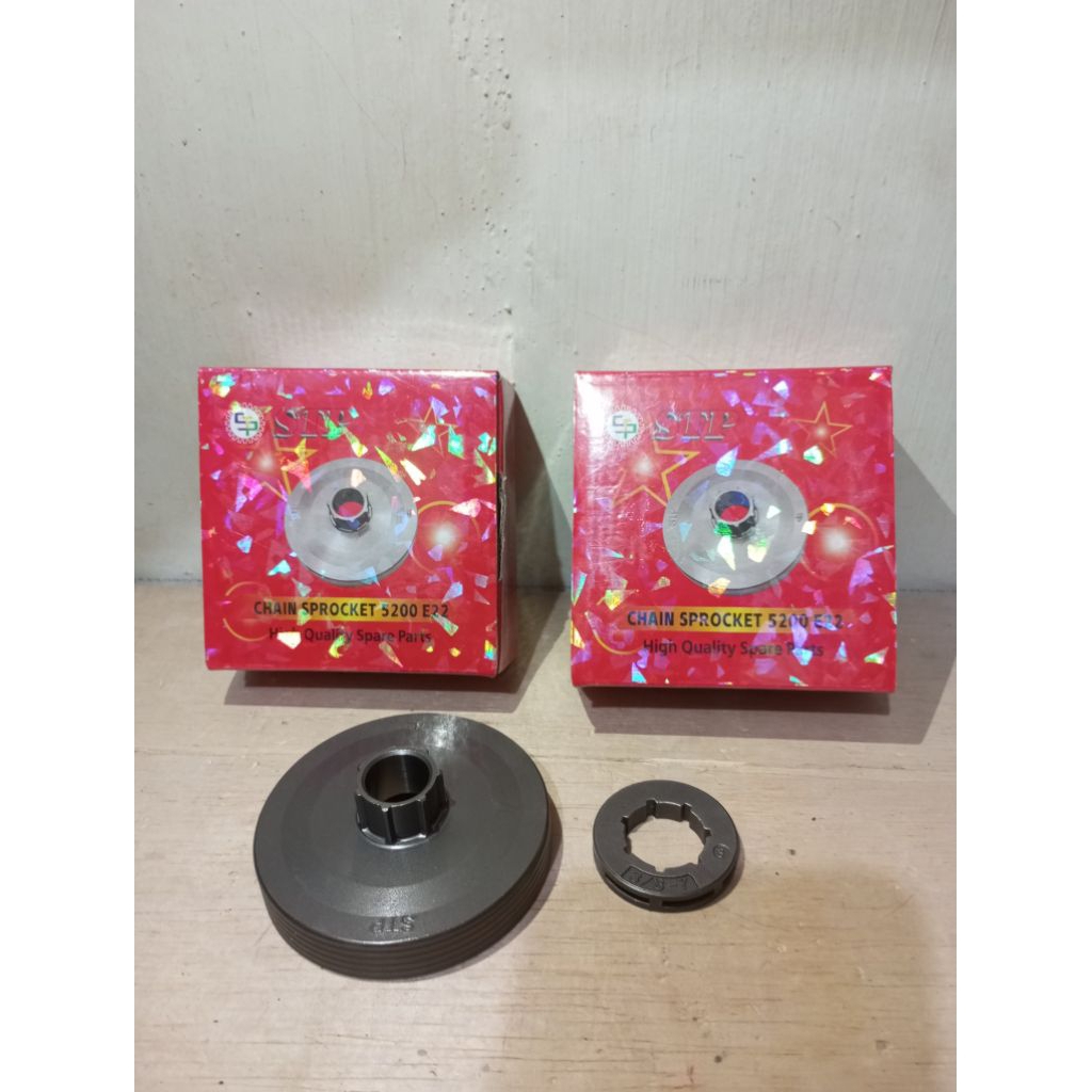 Sproket + cincin 5200 merk Stp. rumah kampas. Sproket chainsaw komplit cincin 5200 STP
