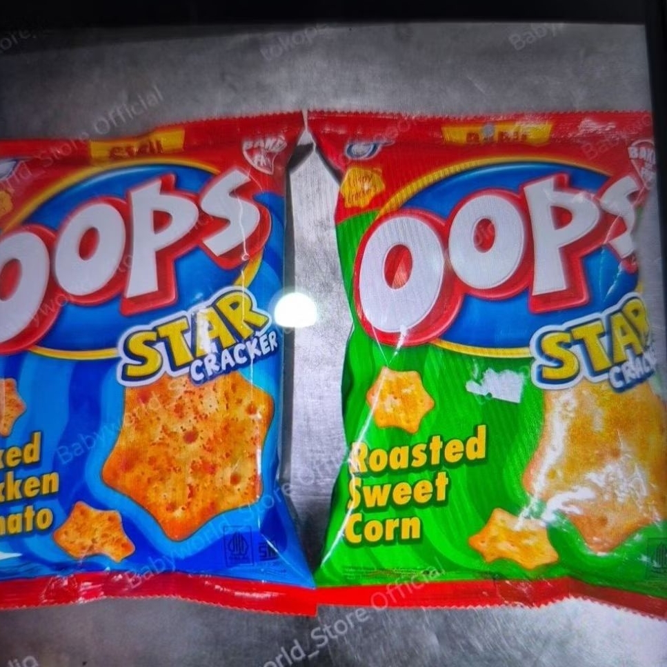 

Oops star crispy crackers rasa AYAM TOMAT / JAGUNG BAKAR 45gr