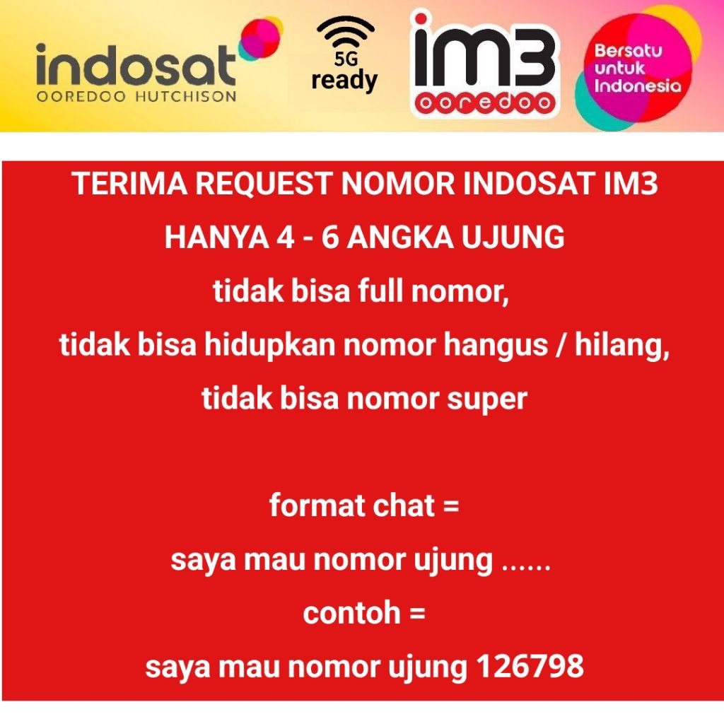 11 digit indosat im3 request 4 angka belakang seri tahun dll nomor nomer cantik