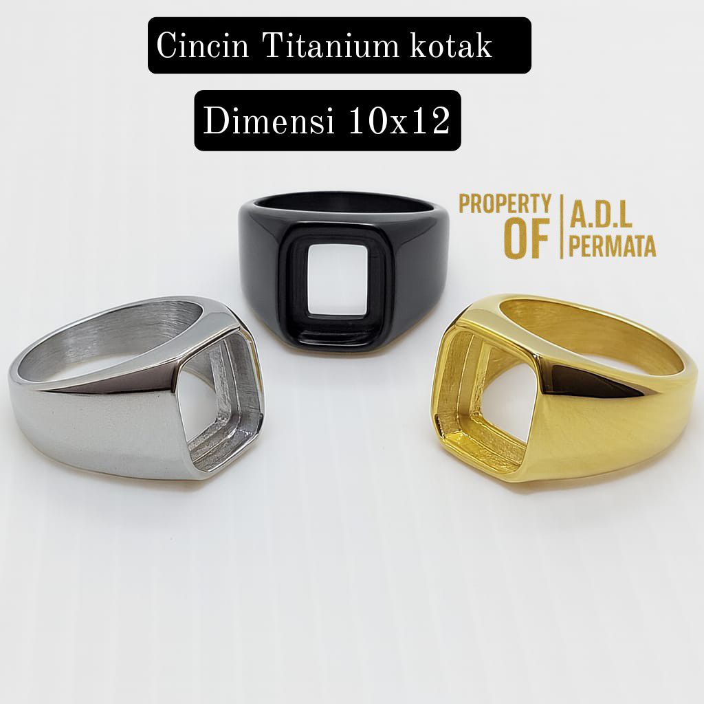 CINCIN RING EMBAN TITANIUM KOTAK DIM 10X12
