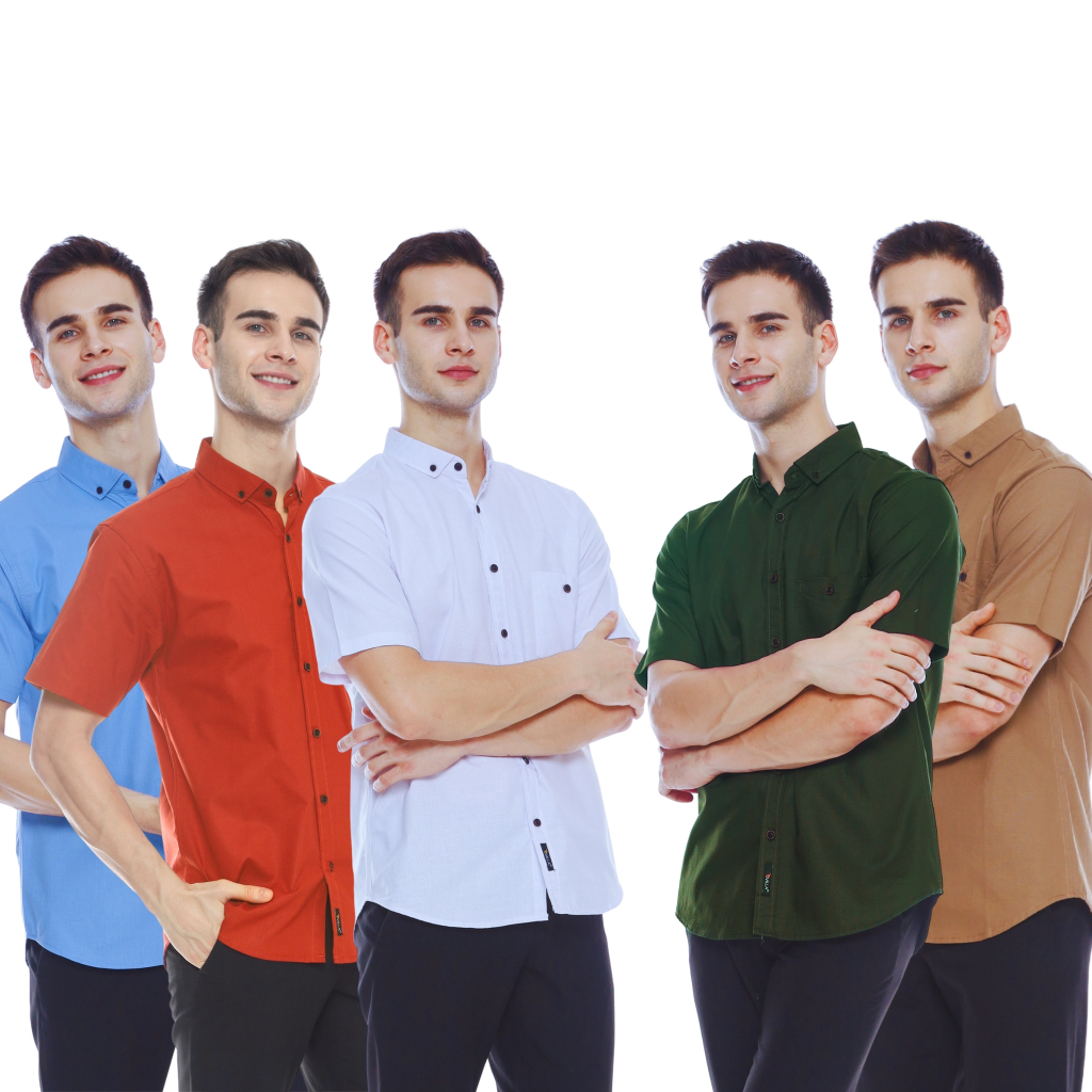 Rivilla - Kemeja Pria Lengan Pendek style Korean Slim Fit