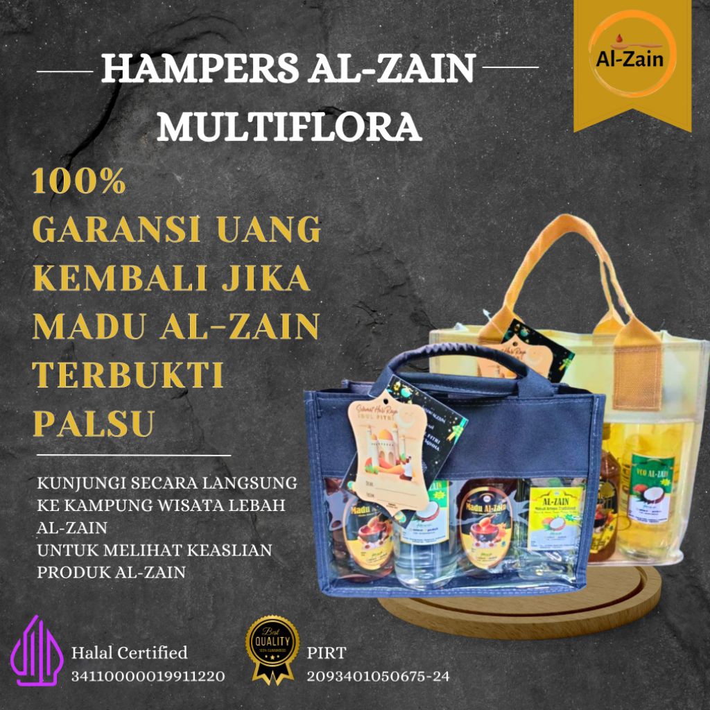 PAKET BUNDLING SPESIAL HAMPERS BINGKISAN HADIAH GIFT SEHAT AL-ZAIN 100% ASLI MADU MULTIFLORA, VCO, M
