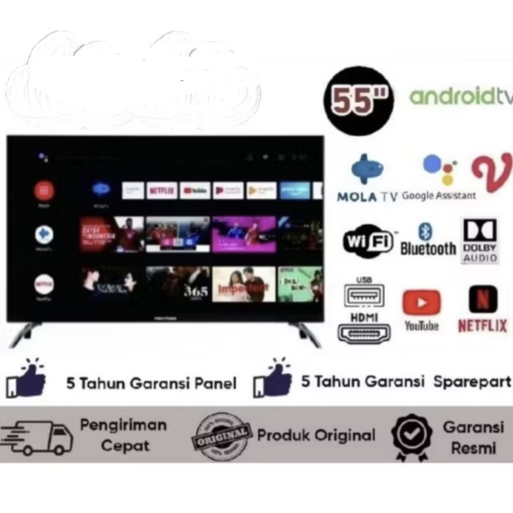 POLYTRON 55 INCH TV LED 55UG5059 ANDROID GOOGLE TV UHD 4K