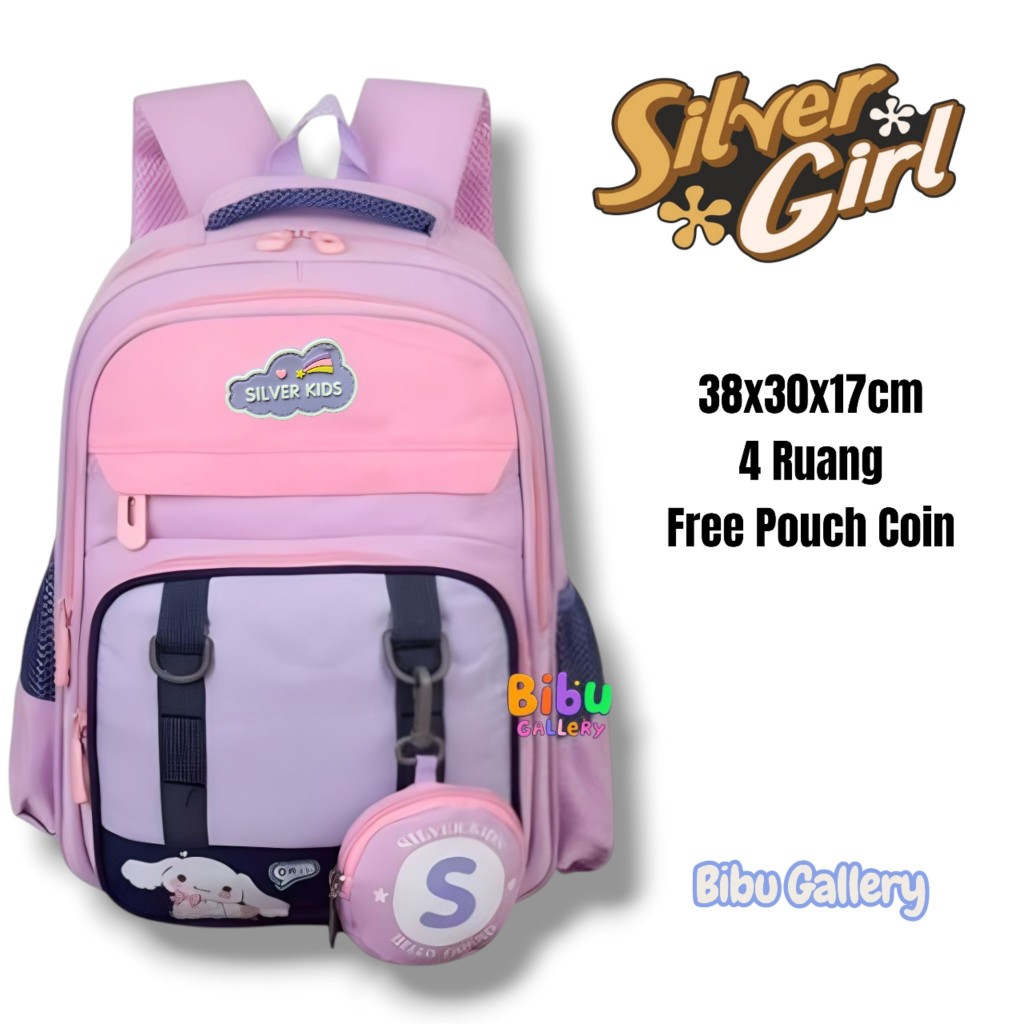 Tas Ransel Anak Perempuan Cinamoroll 43515G Silver Girl Silver Kid
