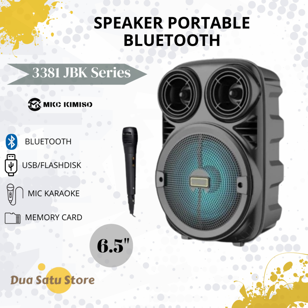 Speaker JBK 3381 Portable Bluetooth Series JBK 6.5 Inch Free Microphone