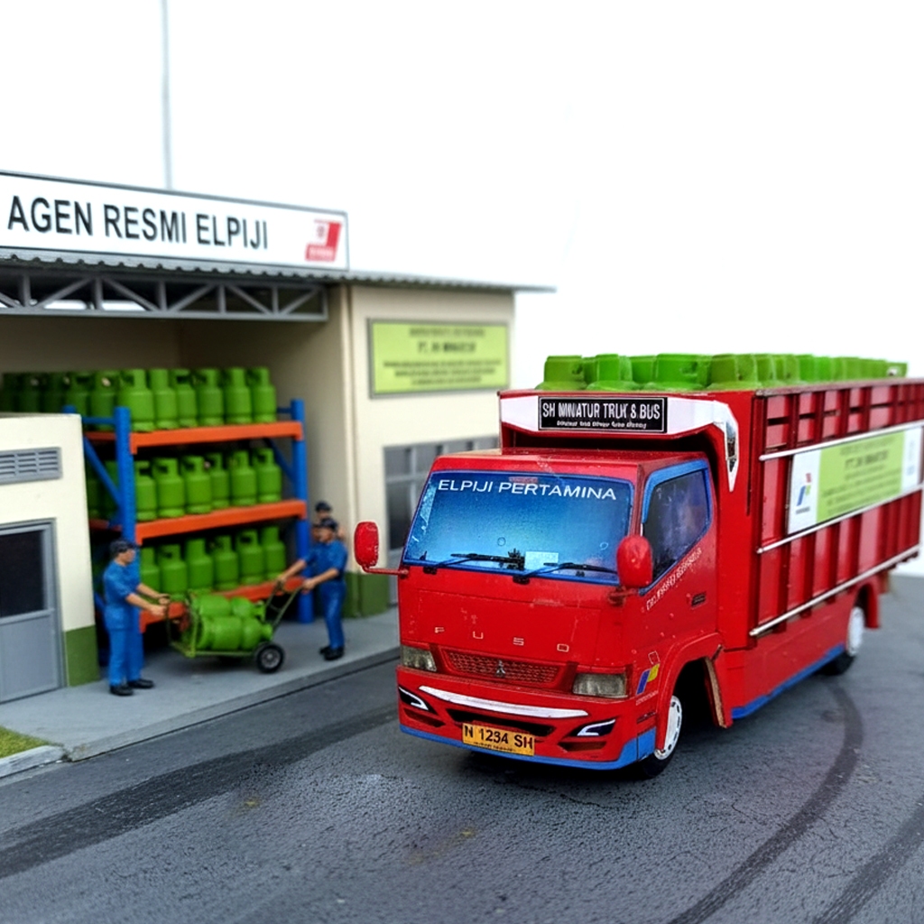 miniatur truk Elpiji tanpa muatan bisa oleng