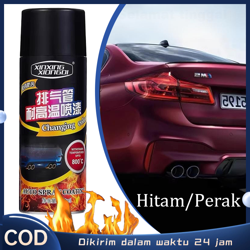 400ml Cat Knalpot Anti Panas Hitam/perak Doff Tahan 800°c Cat Hi Temp Pilox Anti Panas Cat Semprot T