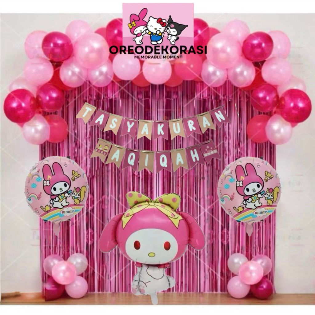 Paket Dekorasi Aqiqah Anak Perempuan Sanrio Melody Pink