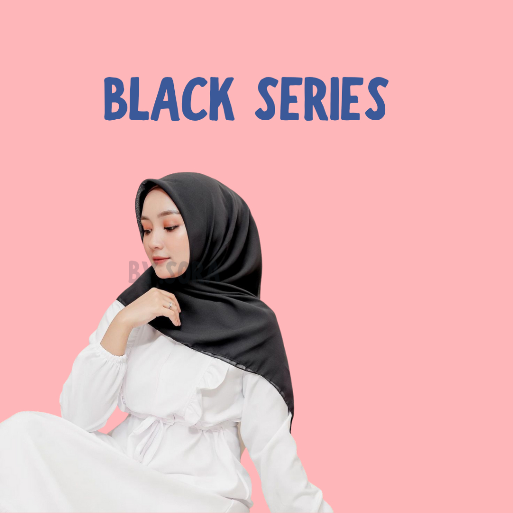 KERUDUNG HIJAB SEGI EMPAT POLOS WARNA HITAM