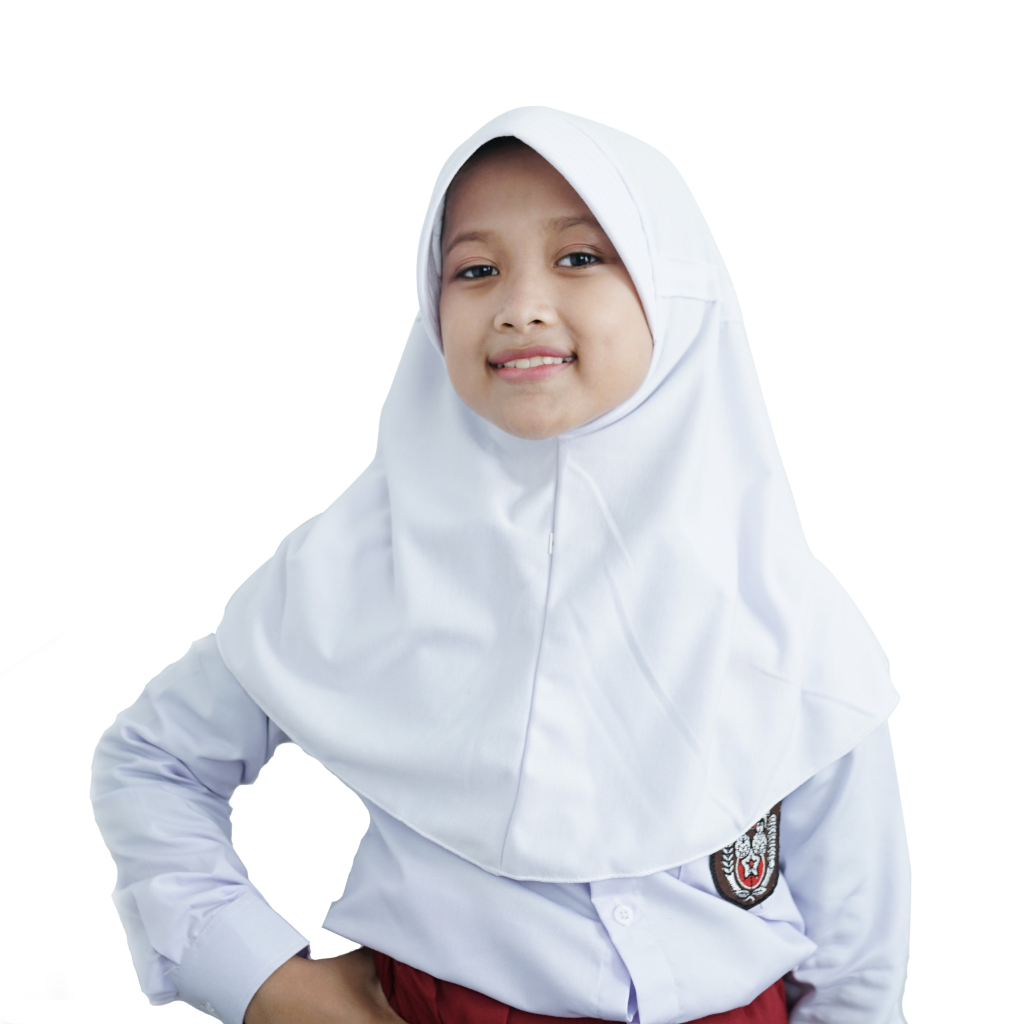 Prromo Kerudung Rabbani Anak Putih Instan Anti Tembem || Kerudung Rabbani Anak SD Putih Nyaman Serut