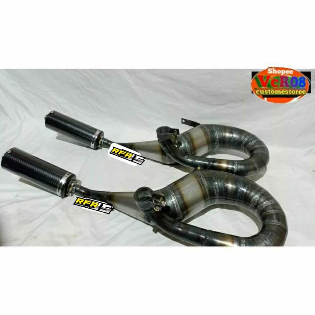 Pipa Knalpot vespa buang kanan big carbon vespa px 150, sprint, excel, vbb,type knockdown