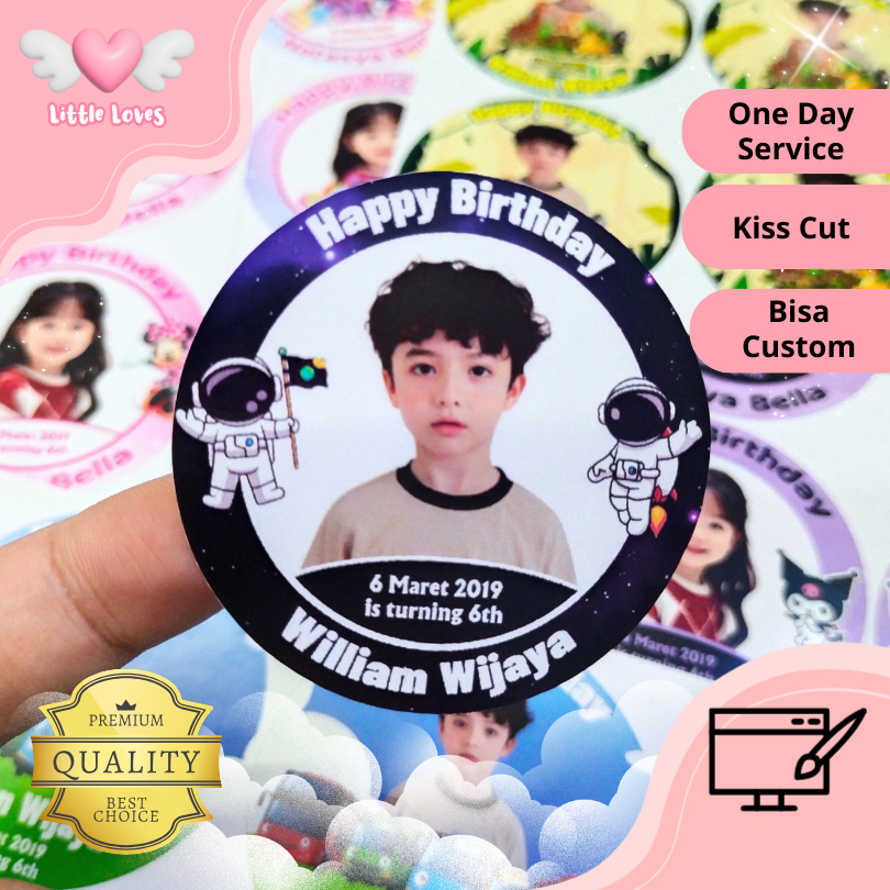 

3-4 Sticker Bulat Ulang Tahun Anak Stiker Ultah Free Design Template Birthday Chromo Murah