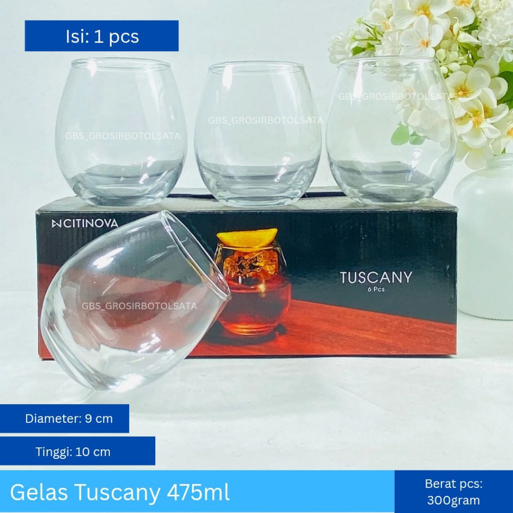 [ 6 PCS ] GELAS TUSCANY BOX CITINOVA / GELAS KACA / GELAS MINUM / SOUVENIR PERNIKAHAN