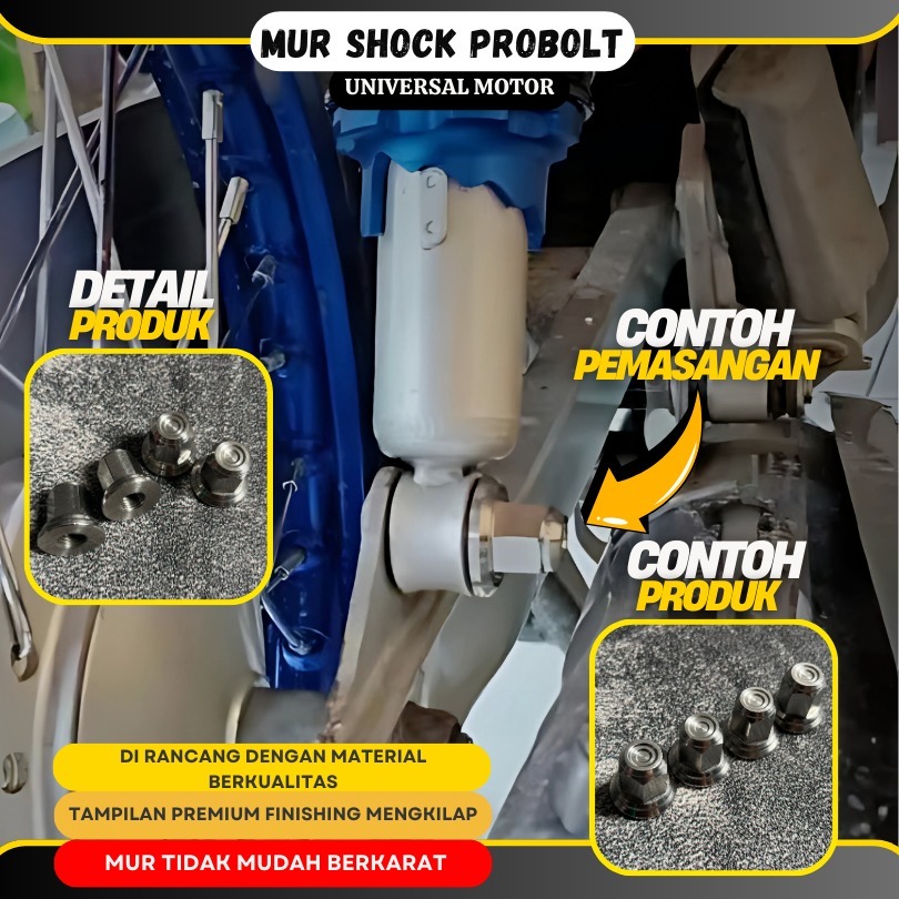 Mur Shock Shockbreaker Belakang PROBOLT STAINLESS Rekomendasi Motor Rx King F1ZR SUPRA VEGA JUPITER