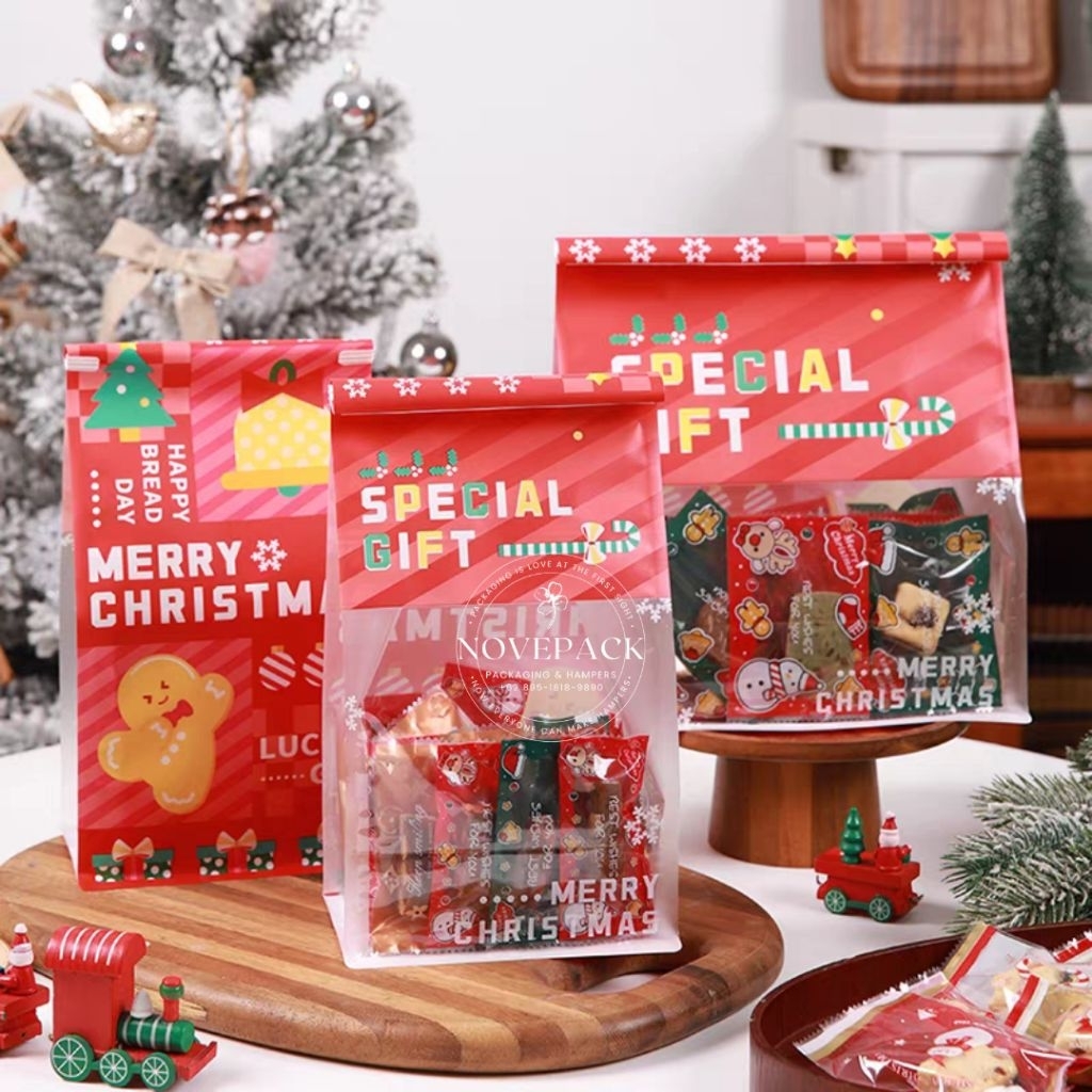 (10 PCS) PLASTIK BUNGKUS ROTI HAMPERS CHRISTMAS NATAL