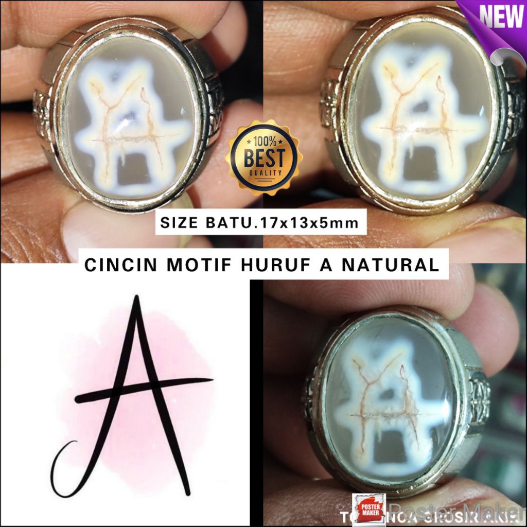 CINCIN MOTIF HURUF A ASLI ALAM PACITAN