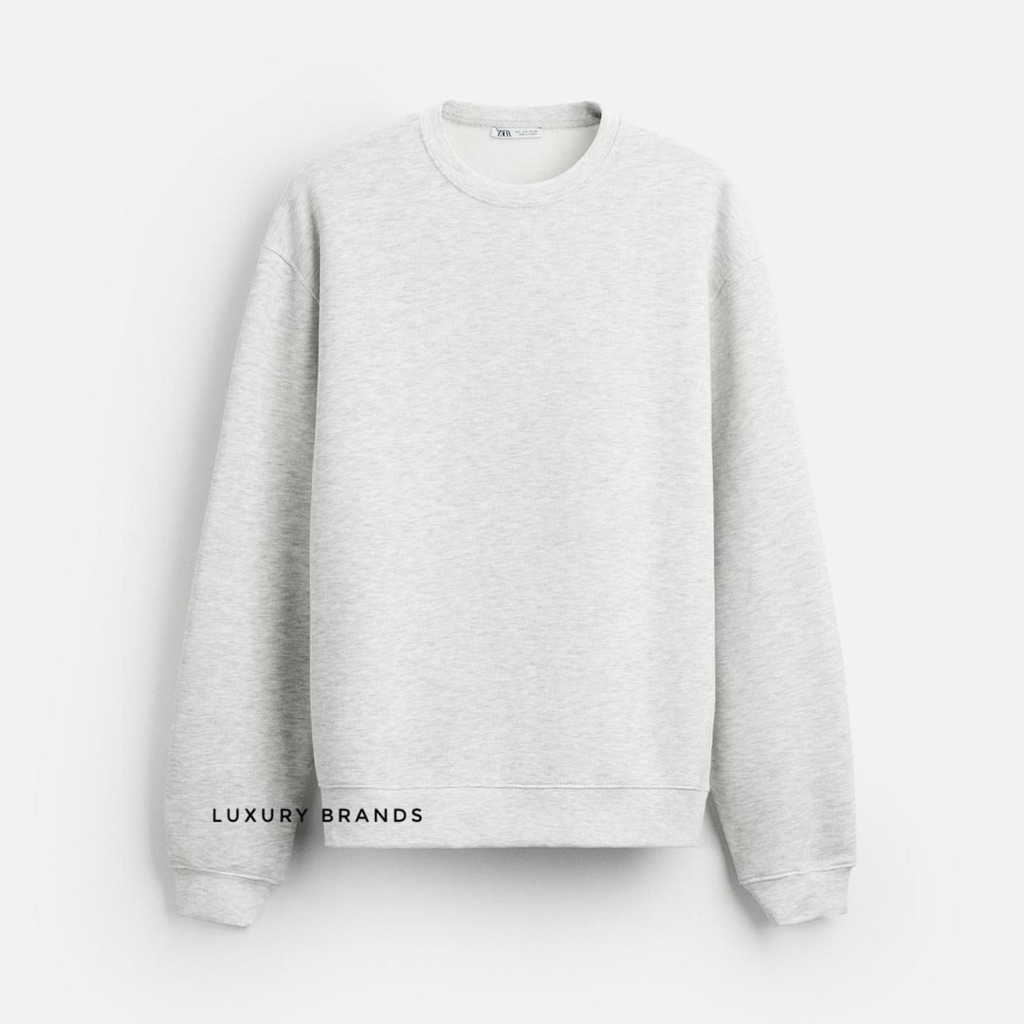 Sweatshirt Sweater ZARA Man Original Crew Neck Sweatshirt Grey Marl