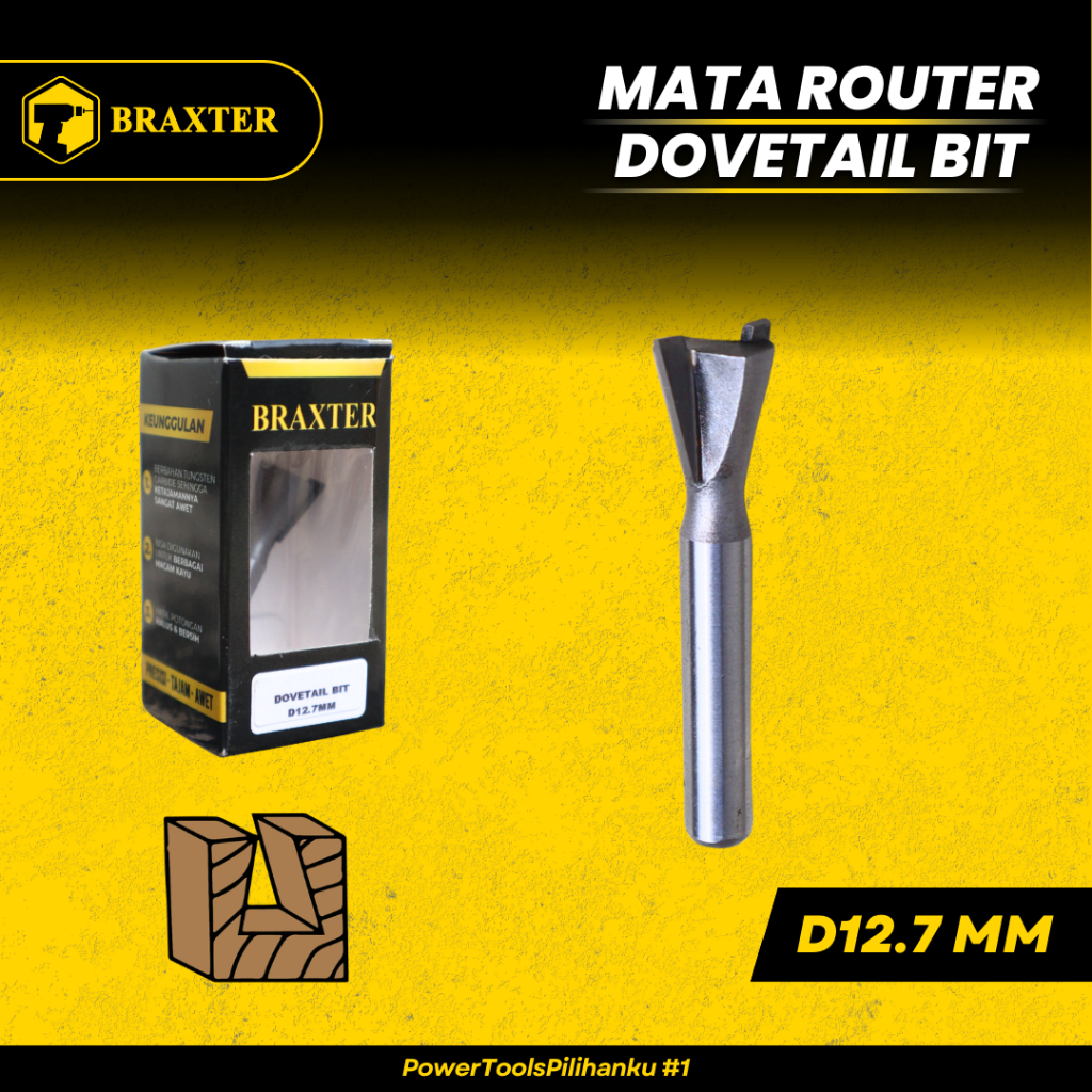 BRAXTER DOVETAIL BIT Mata Router / Profil / Trimmer Kayu TCT