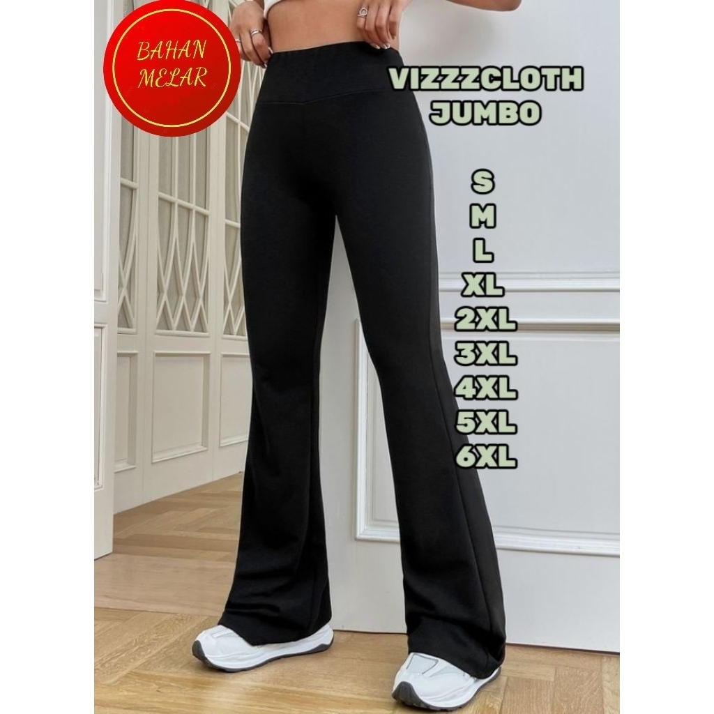 CELANA CUTBRAY WANITA FLARE PANTS JUMBO BIG SIZE BAHAN SCUBA