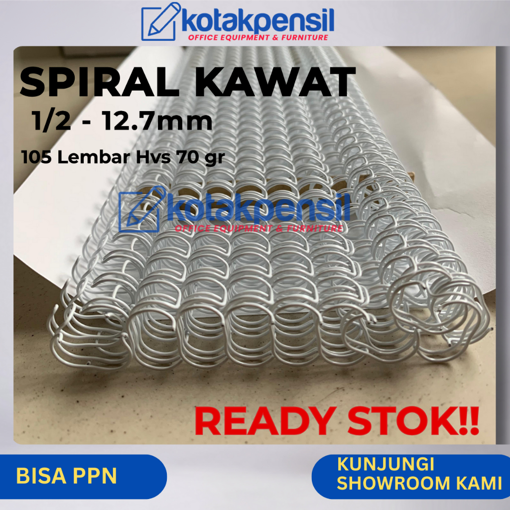 

Spiral Kawat A4 F4 1/2 Ring Kawat Jilid 3:1 - 105 Lembar | Spiral Kawat Putih | Spiral LUXE WIRE