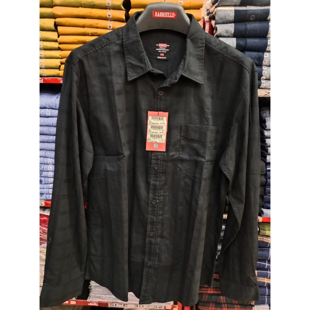 Kemeja pria lengan panjang Gabrielle casual original mens 2121312902363 kemeja pria hitam atasan pri