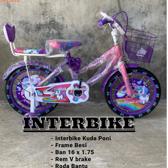 Sepeda anak Cewek keranjang Mini ring 16 Interbike | sepeda anak cewek roda 4 | Sepeda Mini interbik