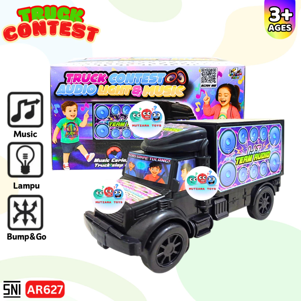 Mutiaratoys Mainan Mobil Truck Contest Light & Musik Jalan Bump&Go Ar627