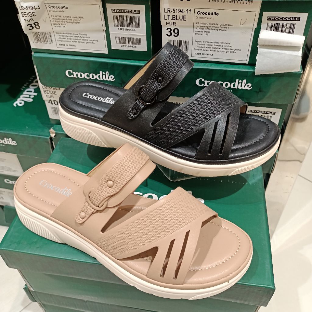 sandal flat wanita sol 3cm CROCODILE original matahari