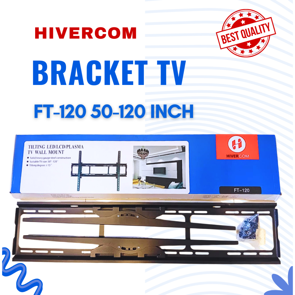Bracket TV Dinding Hivercom FT-85 FT-100 FT-120 TV LED LCD 42-120 Inch Besi Kuat