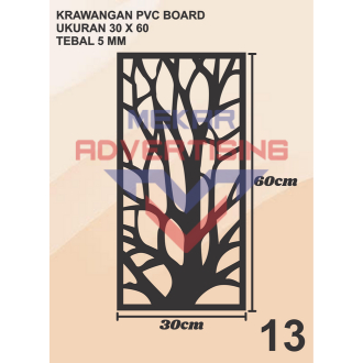 KRAWANGAN PVC BOARD HITAM / ORNAMEN PVC FOAM BOARD HITAM TEBAL 5MM MODEL 13 UKURAN 30X60