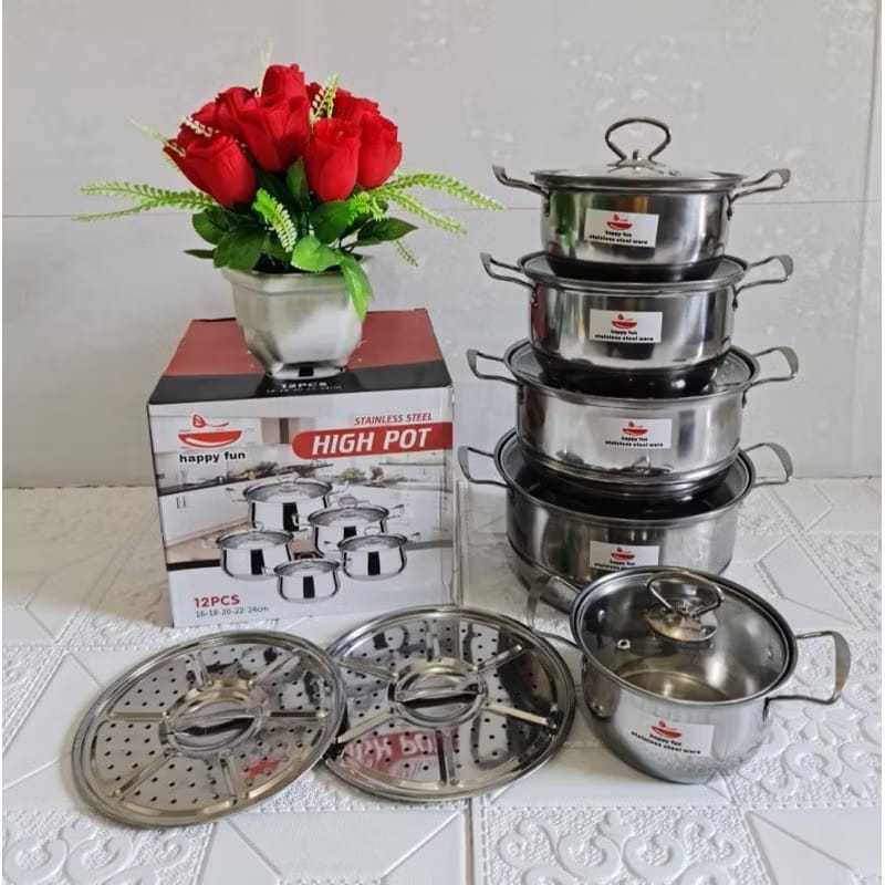 Panci Stainless Steel 5 Susun/ Panci Kukus Set Stainless Steel/ Dandang Stock Pot/ Panci Multifungsi