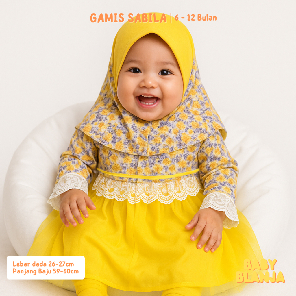 Gamis Bayi Perempuan 6 12 Bulan Sabila Set