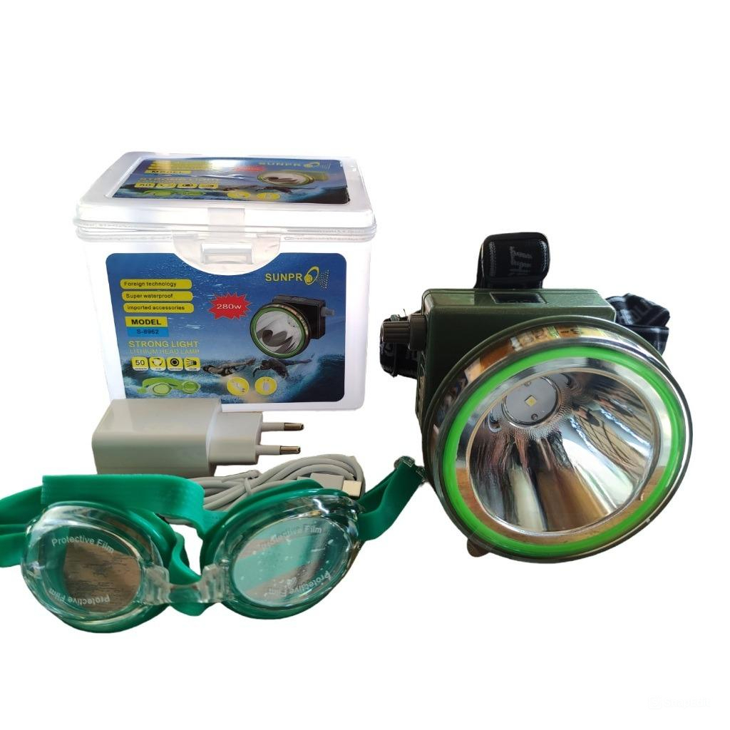 Senter Kepala Selam SUNPRO S-8961 260W | Senter Selam Headlamp Super Bright Cahaya Putih