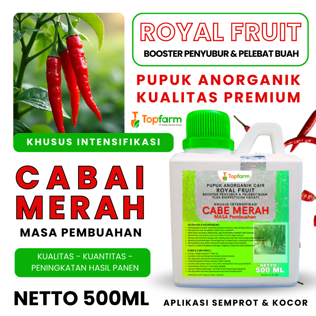 Pupuk Booster Cabai Merah/ Pupuk Cabe Merah Agar Cepat Berbuah/ Pupuk Pelebat Cabai Merah/ Pupuk Boo
