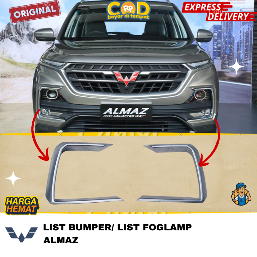 List  Bumper / Garnish  Samping Foglamp Wuling Almaz Barang Original