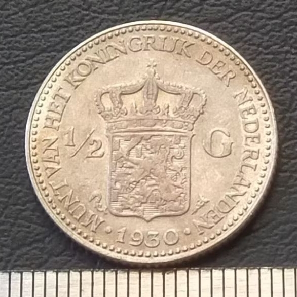 #2.SCS. KOIN KUNO || KOIN PERAK || SILVER COIN WILHELMINA 1/2  G TAHUN 1930