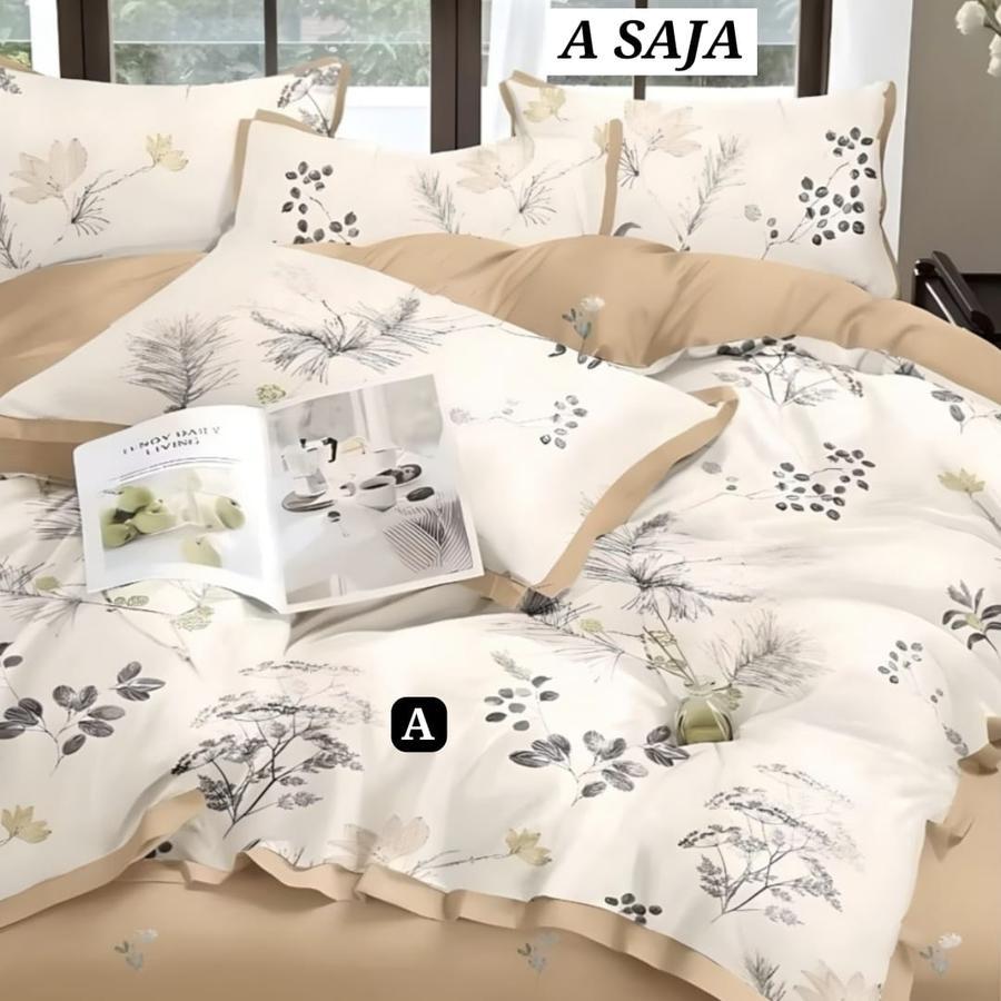 Sprei Katun Jepang ORI Motif Bunga Cantik Kyoko | Seprei Adem Dingin Satin Jepang | Seprai Dewasa