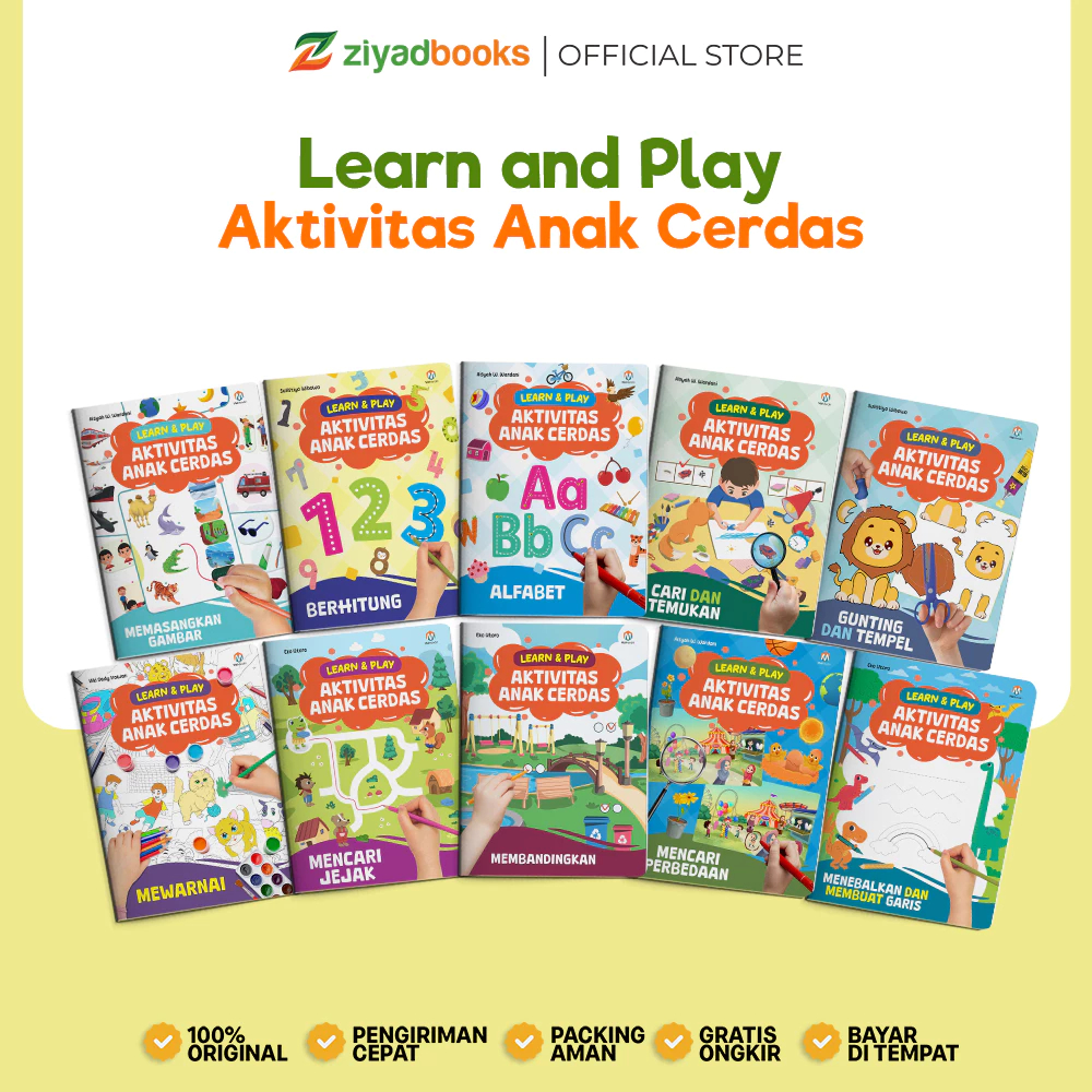 (Isi 10 Buku Aktivitas) Learn & Play Aktivitas Anak Cerdas Ziyadbooks - Buku Aktivitas Anak PAUD TK 