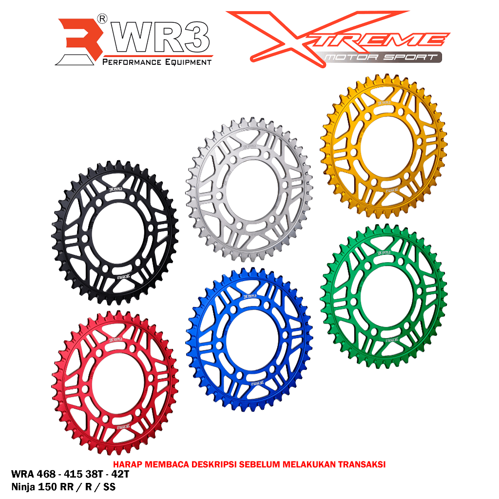 Gear Belakang WR3 Kawasaki Ninja 150 RR / R / SS 38T-42T WRA 468-415
