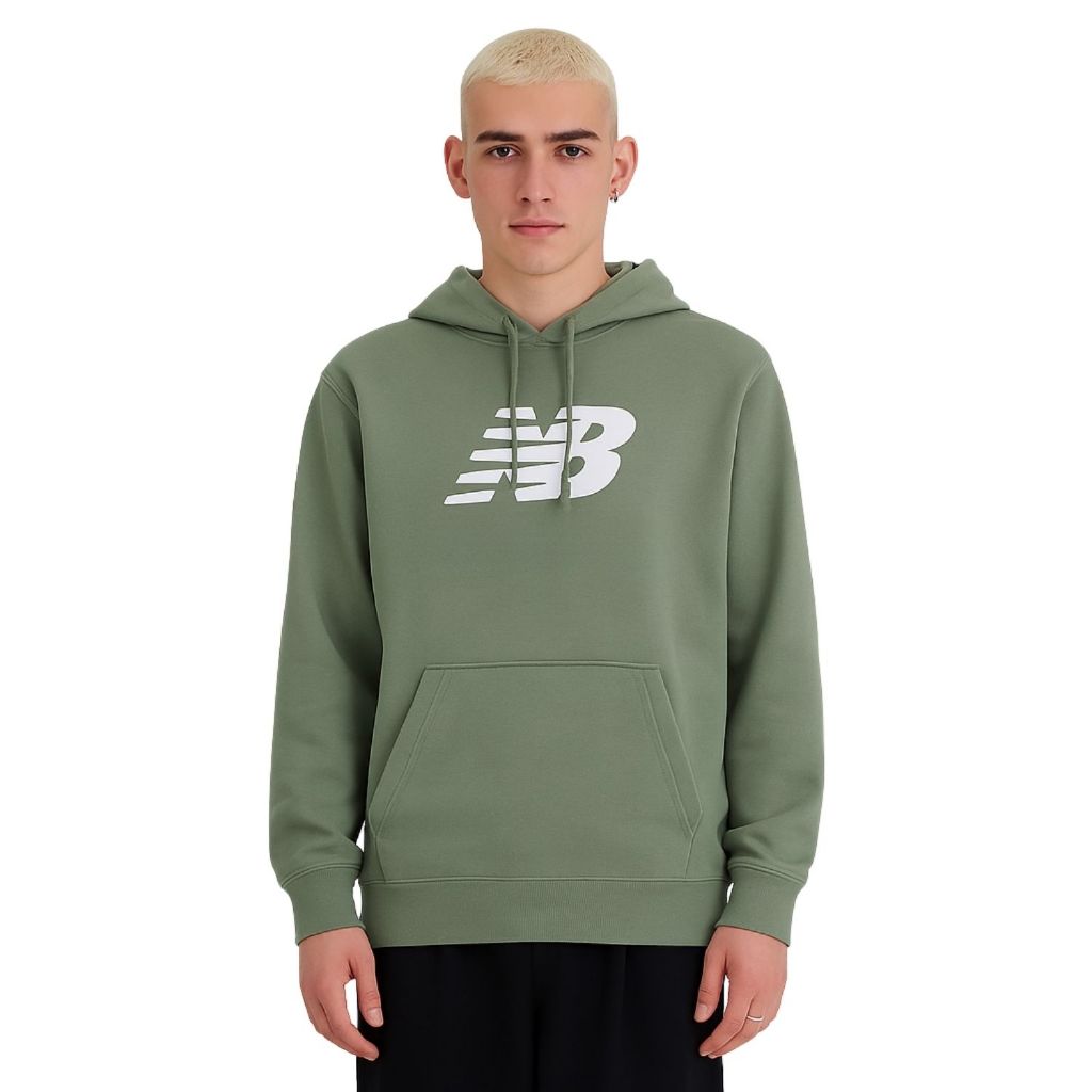 NB Sport Essentials Fleece Logo Hoodie Original Jacket Hoodie Pria Stylish Tahan Lama