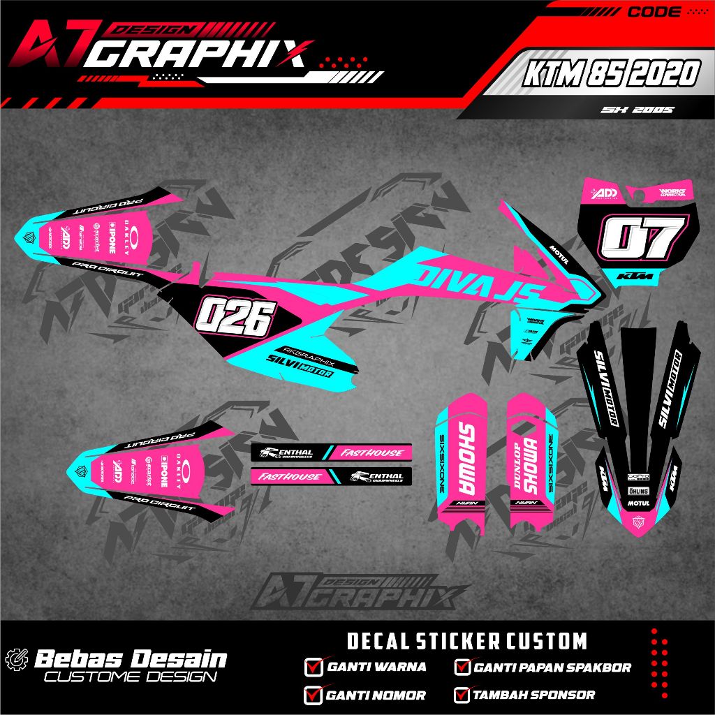 DECAL STIKER KTM 85 2020  - DECAL MOTOR KTM 85 2020 MASIH BISA DI EDIT FREE CUSTOME FULL BODY
