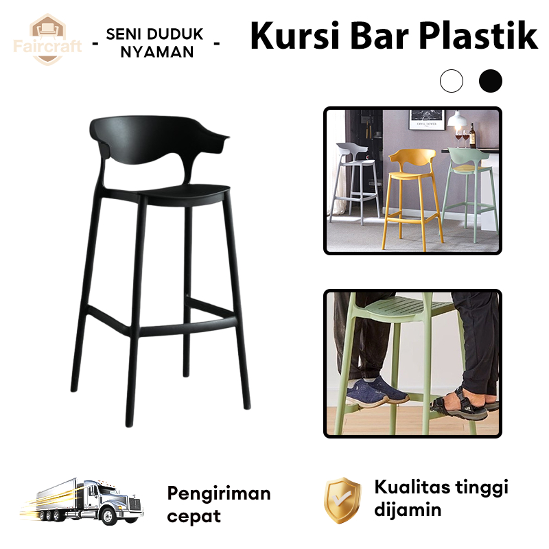 FAIRCRAFT Kursi Bar Plastik Kursi Cafe Kursi Tinggi Kursi Teras Kursi Mini Bar Kursi Bangku Tanduk L