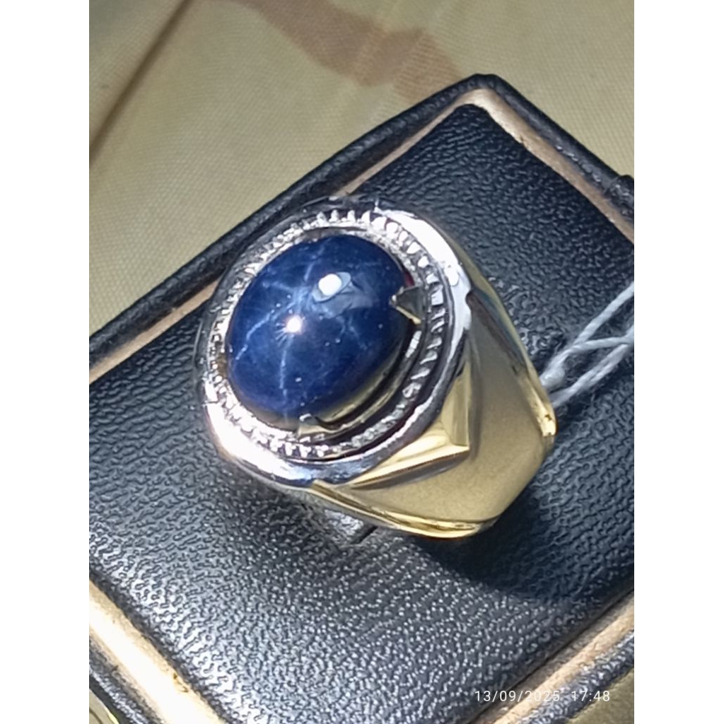Cincin Mata Batu Natural Blue Sapphire Star Thailand Big Size Premium (Kolektor Item)