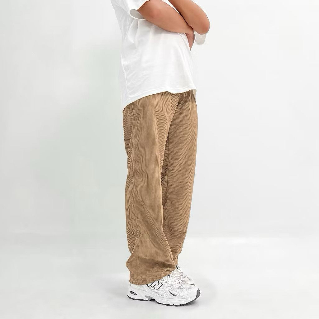 Celana corduroy pria celana corduroy longgar longgar kulot celana vintage pria fashion lurus loose p