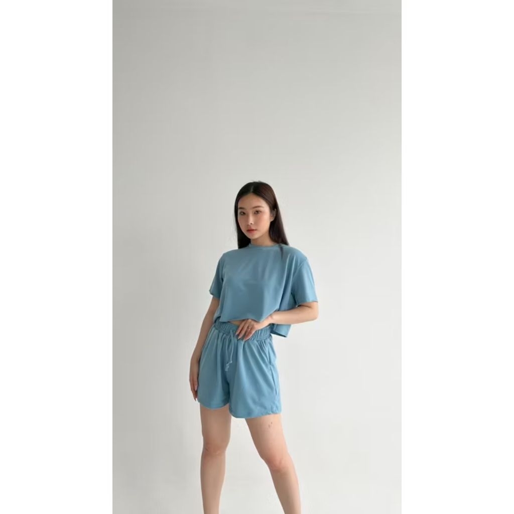 baju one set kaos atasan bawah celana pendek karet wanita pakaian